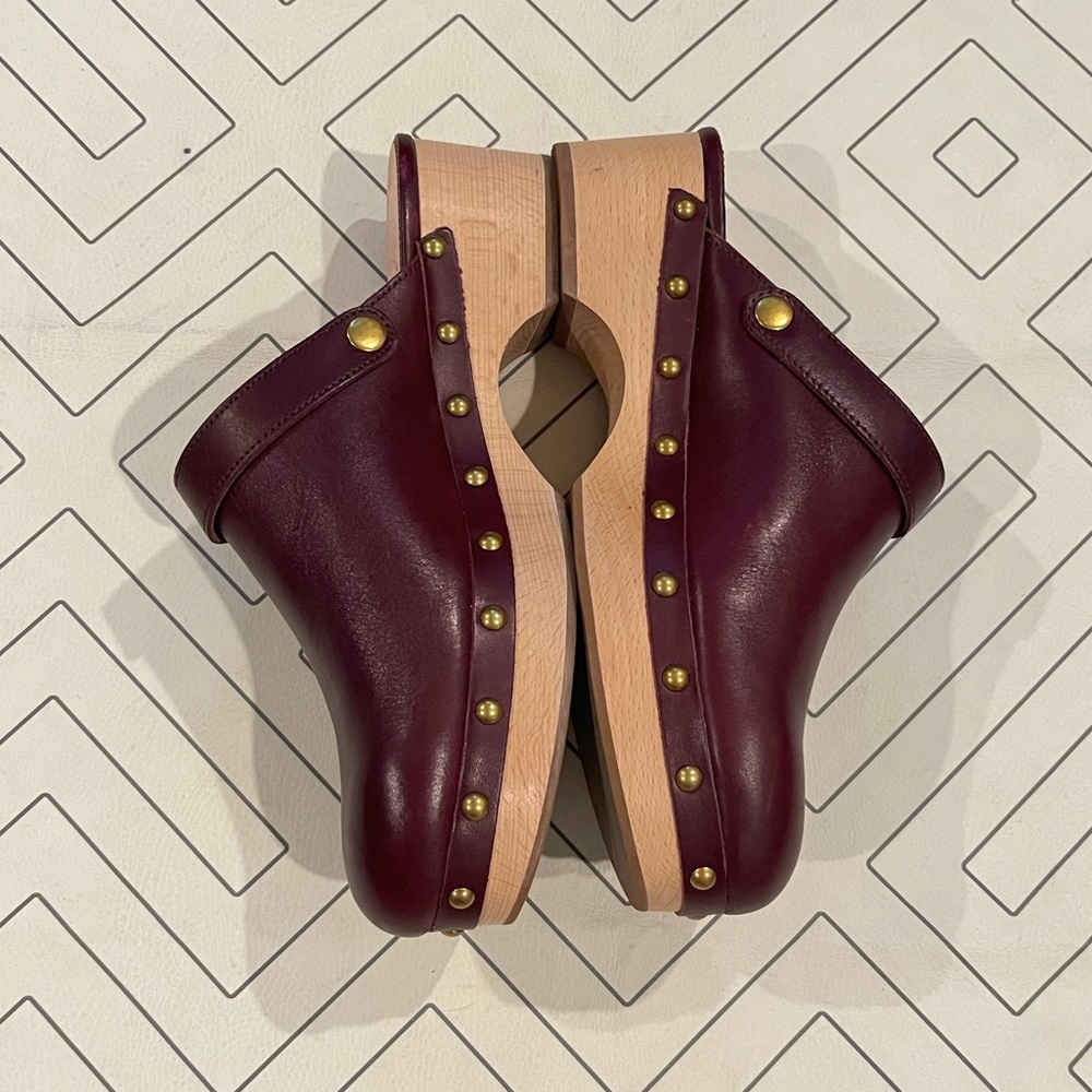 J. Crew Burgundy Leather Studded Mules - Picture 3 of 13